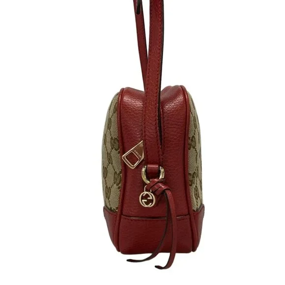 GUCCI Bree/GG Beige Dark Brown Red Jacquard Leather - Shoulder Bag 506-060625